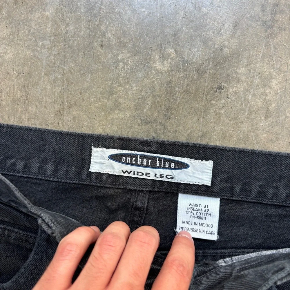 Vintage Anchor Blue Wide Leg Skate Jeans Black Size 31x32